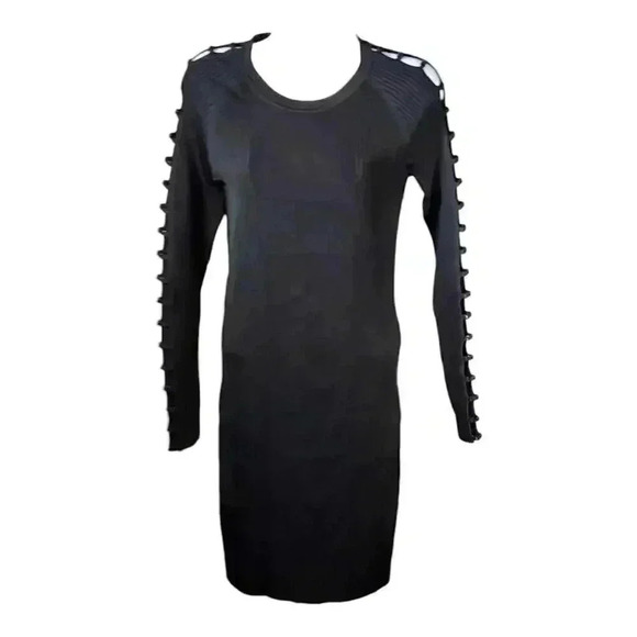 Alexander Wang Womens Knit Long Sleeve Sweater Sheath Dress Black Large - Picture 1 of 4